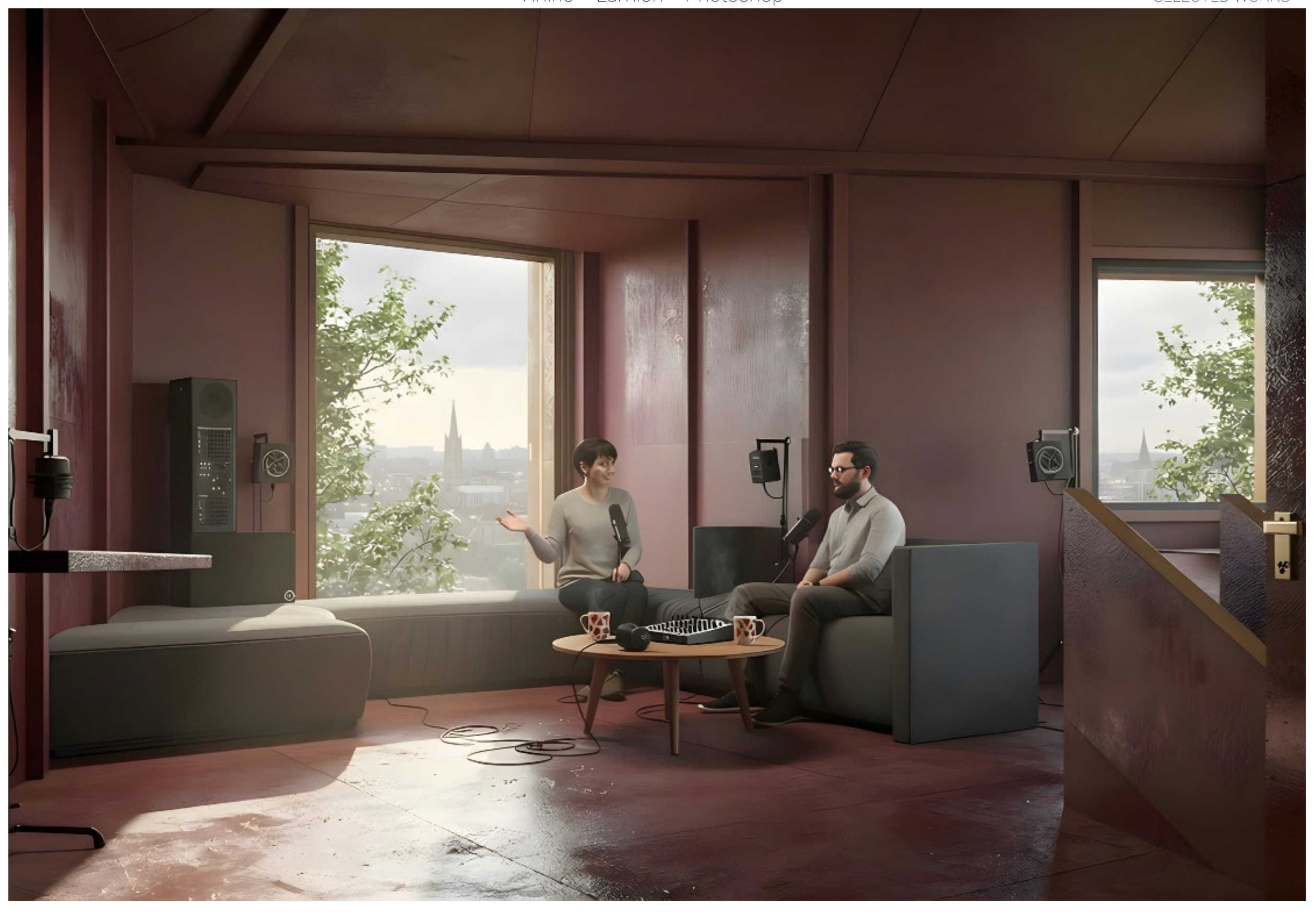 Podcast Studio — interior render
